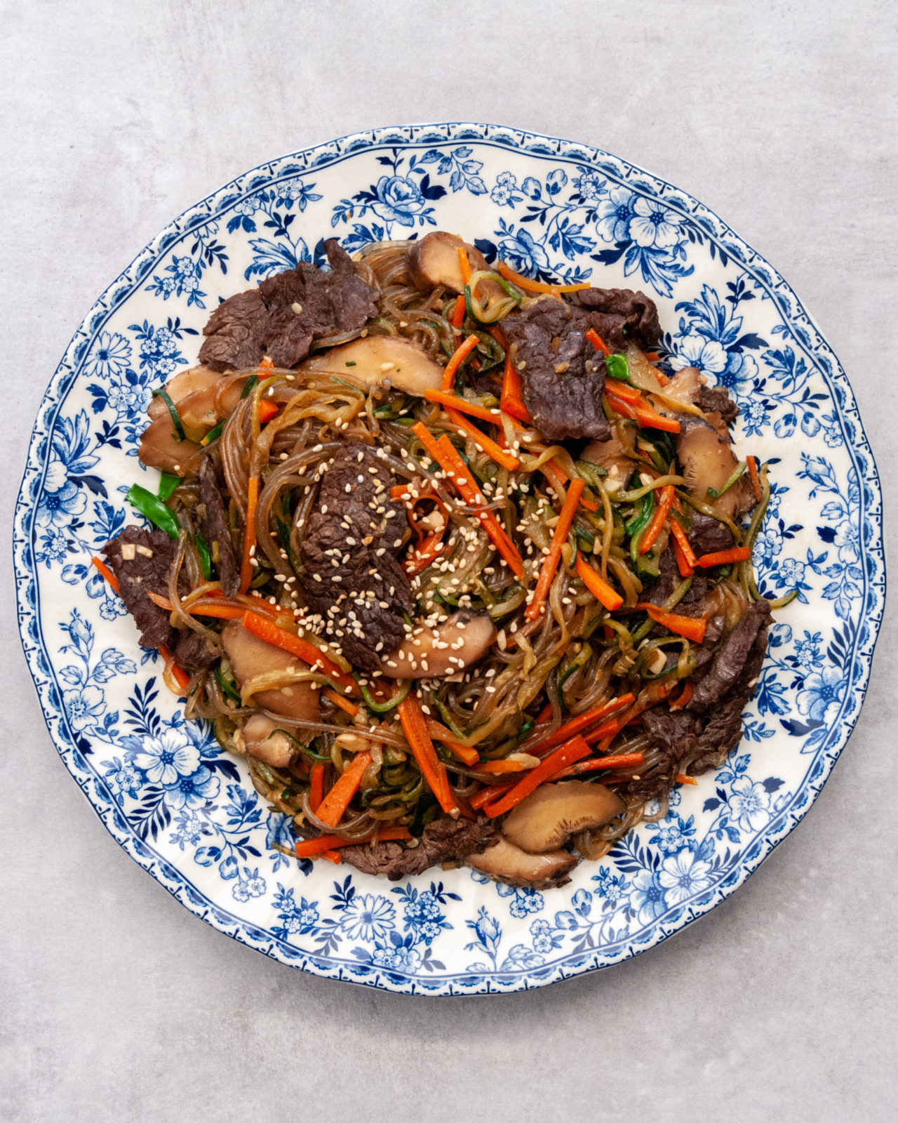 Japchae (Korean Glass Noodles with Zucchini) - Tiffany Angela